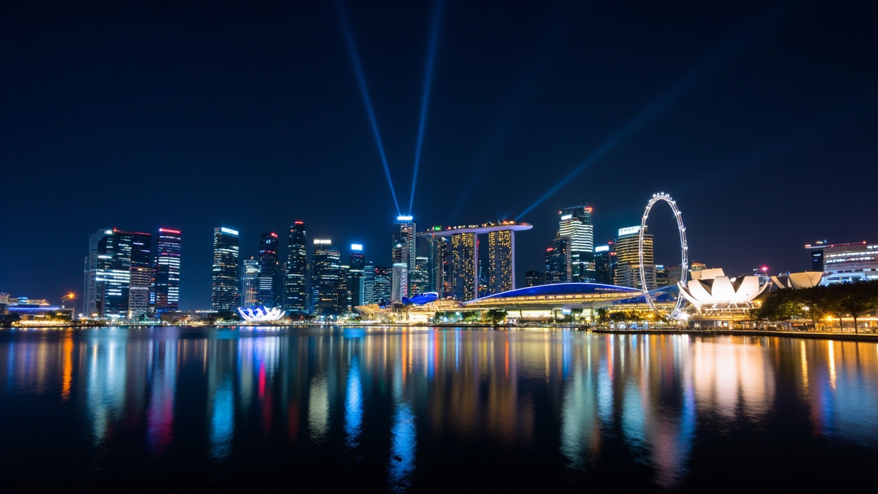 新加坡滨海湾金融中心夜景